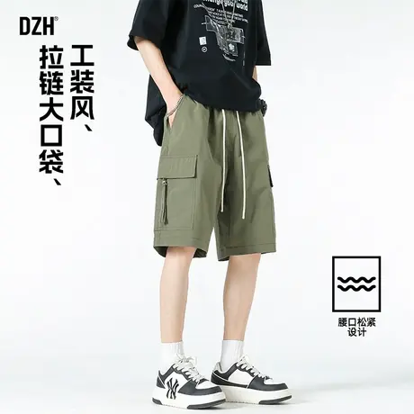 男士军绿色工装短裤男夏外穿高级感2025新款直筒中裤半截裤五分裤商品大图
