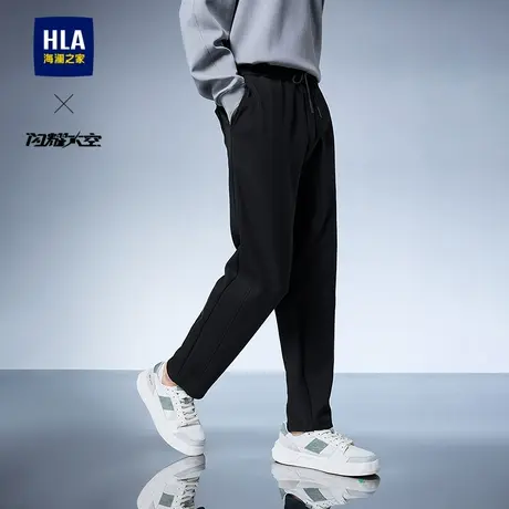 HLA/海澜之家轻商务航天系列卫裤25春夏新松紧腰印花窄脚休闲裤男商品大图