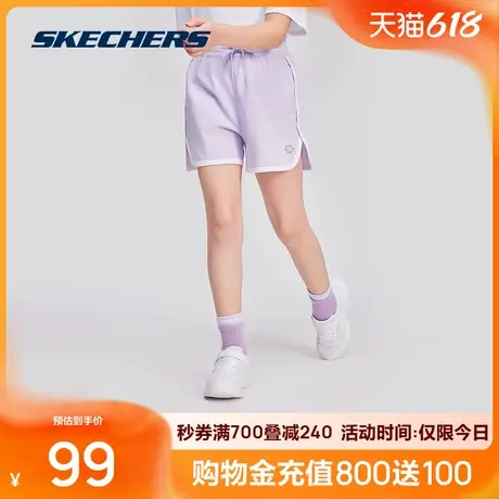 斯凯奇夏季新品女童梭织短裤时尚开叉休闲运动裤子舒适松紧腰弹力图片