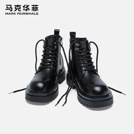 马克华菲马丁靴男款高帮英伦风真皮黑色工装机车靴夏季增高短靴子商品大图