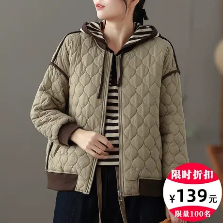 dza 复古短款棒球服棉衣宽松棉服女冬季休闲保暖棉袄外套女装上衣商品大图