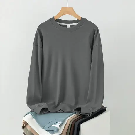 350g重磅卫衣男2023新款潮牌潮流百搭春秋季宽松无帽圆领长袖t恤商品大图