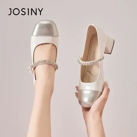 Josiny/卓诗尼秋季2025新款时尚百搭粗跟玛丽珍鞋女款女鞋子休闲商品大图