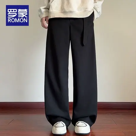 罗蒙垂感弯刀裤子男士春秋季2025新款宽松直筒阔腿裤休闲西装长裤商品大图