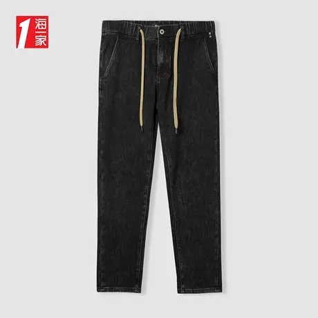 海一家时尚抽绳松紧腰九分裤2023秋季新款青春活力休闲牛仔裤男商品大图
