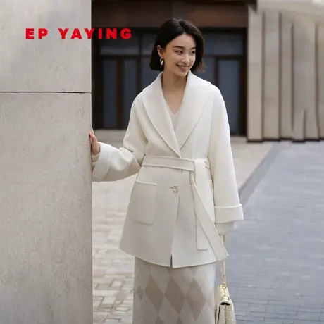 【澳洲纯羊毛】EP雅莹女装 纯羊毛双面呢大衣外套 商场同款8428A商品大图