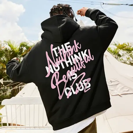 Nuthink美式字母保暖连帽卫衣男420g重磅情侣款宽松潮流春季外套商品大图