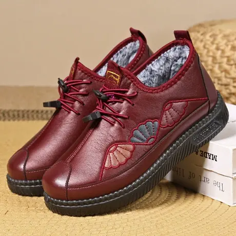 老北京布鞋加绒加厚保暖老人鞋中老年女鞋秋冬季软底高帮妈妈棉鞋商品大图