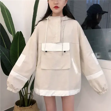 外套2021年新款女春秋薄款韩版宽松ins潮港风复古百搭卫衣bf工装图片