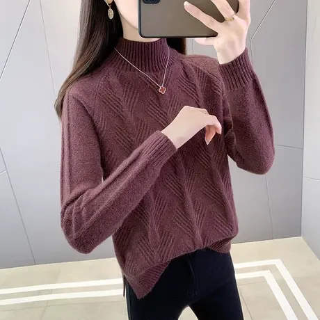 半高领毛衣女秋冬新款韩版宽松外穿套头加厚内搭长袖针织打底衫女图片