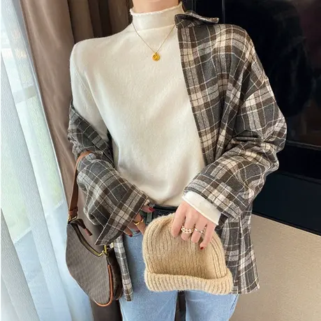 爆款毛衣半高领打底衫2024年早春秋冬季新款内搭针织衫女装上衣服图片