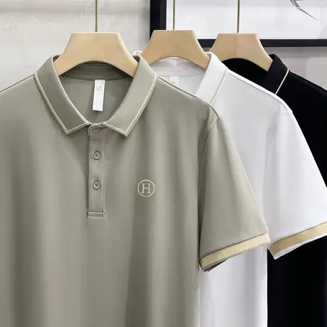 polo衫男士休闲2025春夏季新款商务翻领短袖T恤男夏装上衣服薄款商品大图