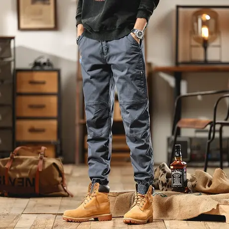 束脚工装裤潮流裤子重磅水洗高颜值裤子男痞帅潮男百搭裤子男款商品大图