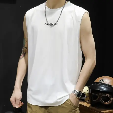 纯棉背心男运动健身夏青年坎肩男士无袖短袖篮球跨栏潮牌大码夏季图片