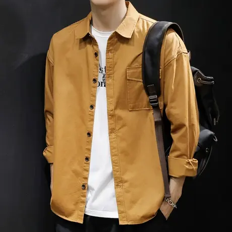 工装衬衫男春季2024新款宽松大码潮牌衬衣长袖休闲外套夹克潮春秋商品大图