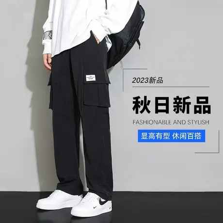 冰丝工装裤男生夏季薄款美式潮牌宽松直筒垂感阔腿休闲长裤子男士商品大图