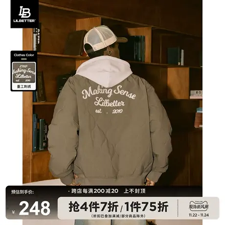 Lilbetter棒球服棉衣男美拉德外套夹棉冬装棉袄轻薄菱格棉服内胆图片