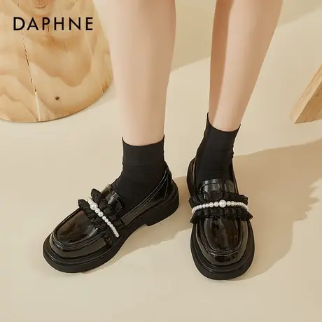达芙妮小皮鞋珍珠乐福鞋2022新款夏季圆头可爱单鞋女玛丽珍日系jk图片