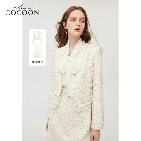 【秋上新】missCOCOON薄款小香风短外套女2023秋装新款气质上衣图片