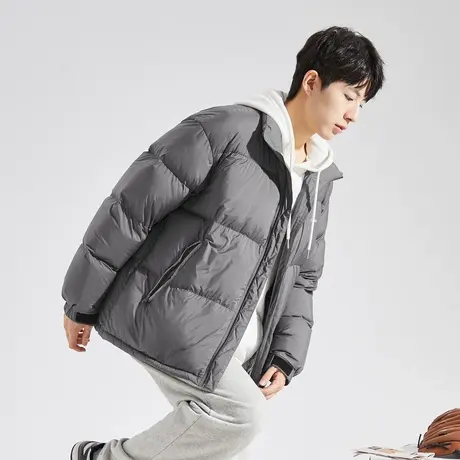 唐狮2023冬季新款羽绒服男撞色拼接短款连帽面包服潮上衣外套12.1图片