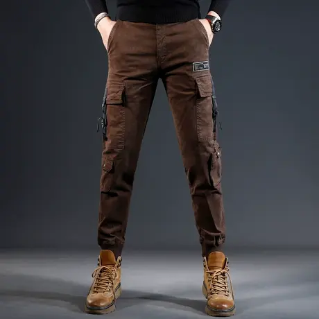 美式休闲工装裤男秋冬款2023新款修身束脚潮牌2023新款男士裤子商品大图