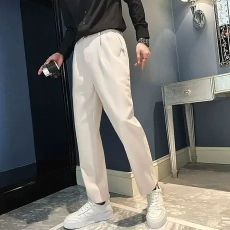 高级感西裤男士春秋季直筒修身直筒纯色垂感西装裤子百搭休闲裤商品大图