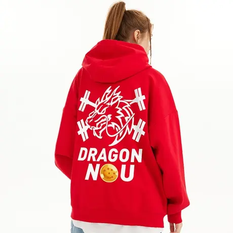 Nuthink国潮过年拜年龙年本命年连帽卫衣男春季加绒大码保暖外套商品大图