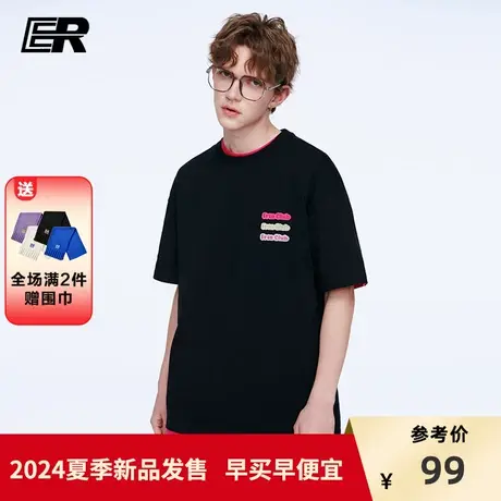 ER字母短袖T恤2024夏季新款休闲宽松高街潮牌情侣半袖男女同款商品大图