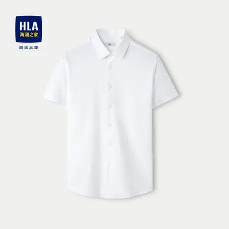 HLA/海澜之家三防科技短袖衬衫24春夏新舒微弹尖领纯色商务衬衣男商品大图