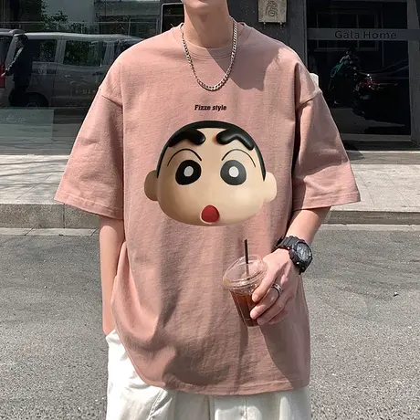 潮牌纯棉重磅短袖T恤男夏季ins港风半袖男生2023新款上衣宽松体恤商品大图