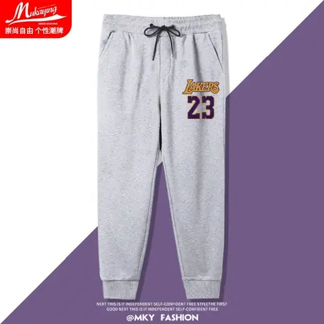 篮球运动休闲长裤男春秋款毛圈薄款宽松束脚抽绳裤子潮牌九分卫裤商品大图