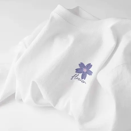 白色纯棉短袖女学生圆领宽松t恤2023年夏季新款小紫花百搭上衣夏商品大图