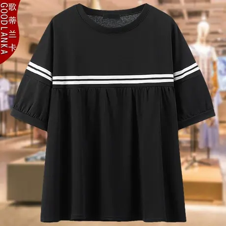 夏装特大码300斤中老年人短袖上衣洋气时尚加肥妈妈装印花小衫T恤图片