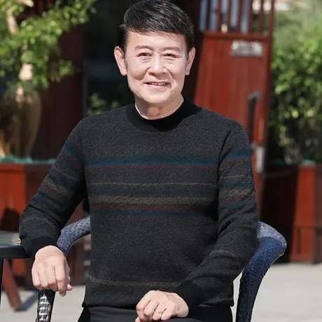 男士100纯羊毛衫中老年爸爸冬装毛衣圆领加厚针织打底显年轻新款商品大图
