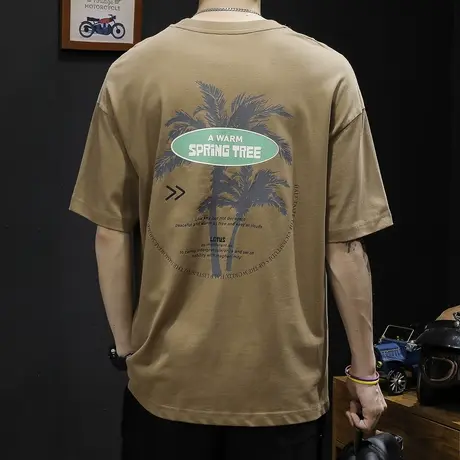 重磅230g短袖t恤男夏季宽松ins潮牌体恤胖子大码男士半袖2023新款商品大图