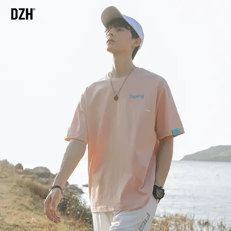 男生纯棉粉T恤男短袖男款潮牌男装2023新款简约体恤潮流港风衣服商品大图