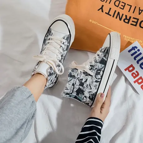 二棉鞋女冬加绒2021年冬季新款加厚高帮帆布鞋保暖百搭休闲板鞋潮商品大图