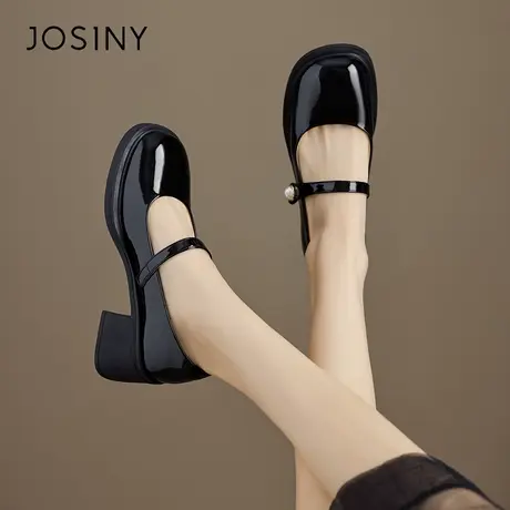 Josiny/卓诗尼高跟鞋女鞋子玛丽珍2024新款春季法式单鞋春秋皮鞋商品大图