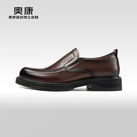 奥康男鞋2024春季新款英伦商务正装皮鞋低跟真皮舒适通勤工作鞋男图片