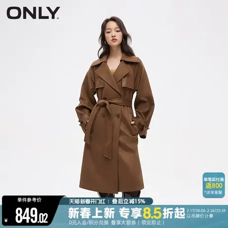 ONLY2024春季新款时尚百搭宽松翻领中长款风衣外套女|124136001图片