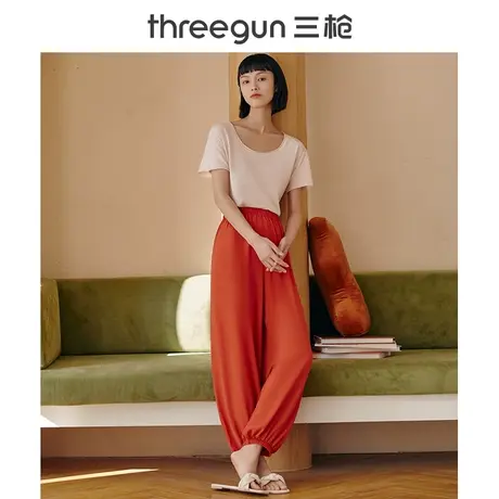 三枪家居裤女春夏季薄款宽松休闲灯笼裤束脚裤女士睡裤居家可外穿图片