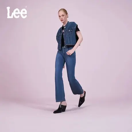 Lee商场同款25早春新美颜牛仔427标准喇叭精玉透凉女牛仔裤凉凉裤图片