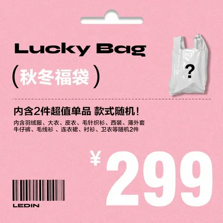 乐町【299元秋冬福袋】两件秋冬羽绒服厚外套连衣裙裤子清仓女图片