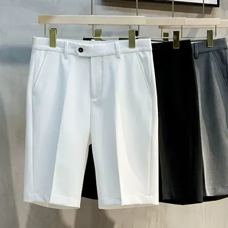 西装短裤男5五分裤宽松小直筒西裤夏季薄款中裤裤韩版白色休闲裤商品大图