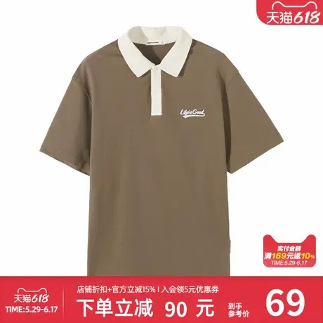 美特斯邦威T恤男夏季新款学院风百搭针织撞色翻领短袖T恤上衣图片