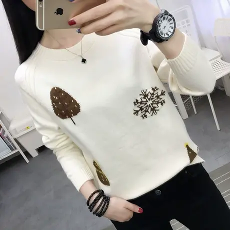一体绒加绒加厚宽松毛衣女2022年秋冬新款内搭打底衫卡通洋气百搭商品大图