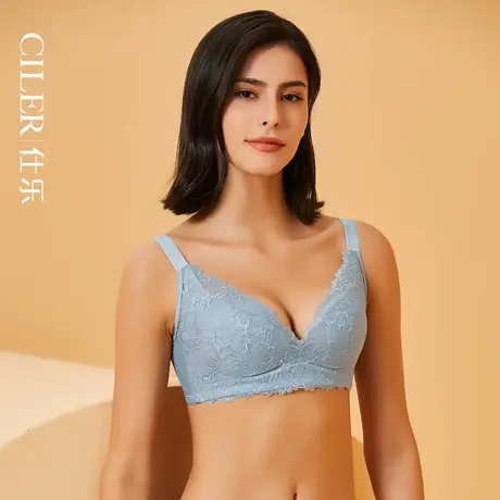 仕乐女士内衣无钢圈小胸聚拢上托防下垂收副乳薄款文胸红色本命年商品大图