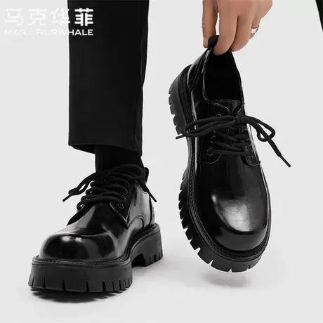 马克华菲官方旗舰店大头皮鞋男夏季真皮公务通勤内增高正装订婚鞋图片