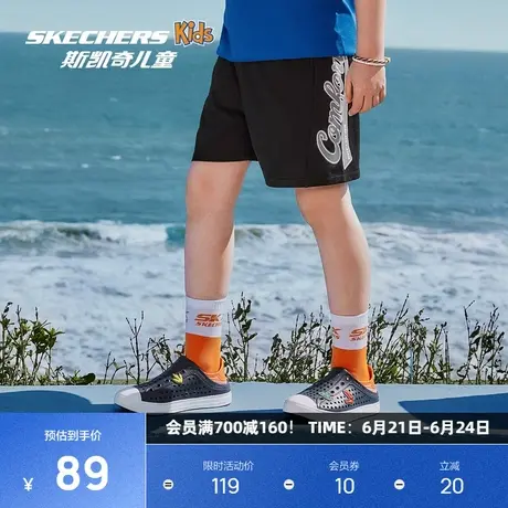 斯凯奇2025夏季新款男女童针织休闲短裤宽松廓形柔软透气弹力裤图片