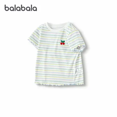 【商场同款】巴拉巴拉女童短袖t恤宝宝条纹打底衫2025夏装新款小图片